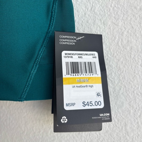 NWT Under Armour HeatGear High Teal Sports Bra Compression Adjustable Dry Fit M - Picture 7 of 9